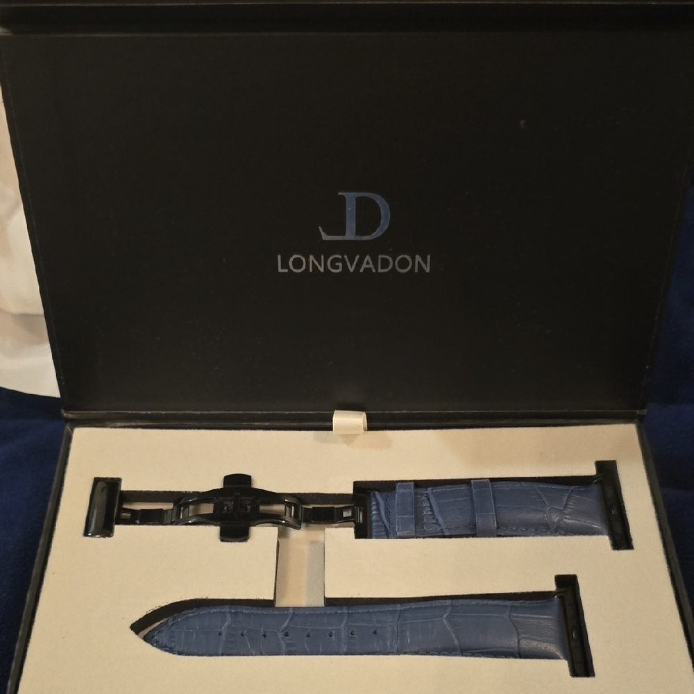 Longvadon Blue Leather Watch Strap